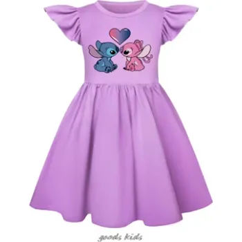 Dívčí šaty Lilo & Stitch Dívčí letní šaty s kabelkou a motivem "Lilo a Stitch" Barva: fialová bez kabelky, Velikost: 130