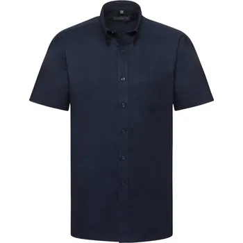 Pánská košile Russell Košile Oxford 933M, krátký rukáv COT11933Mw3315-bright navy 5XL Navy jasná