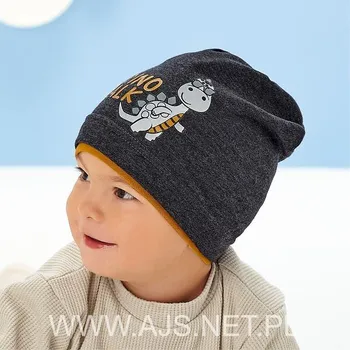 Dívčí tričko AJS 50-045 dětská čepice světle béžová 44-46 cm