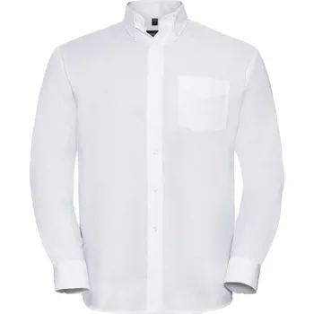 Pánská košile Russell Košile Oxford 932M, dlouhý rukáv COT11932M00115-white Bílá 5XL