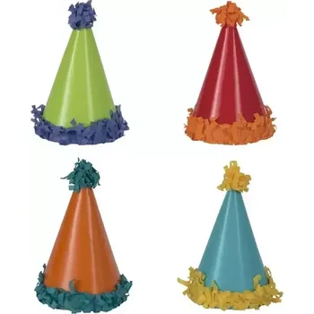 Party dekorace Čepičky s pom pomy 8 ks