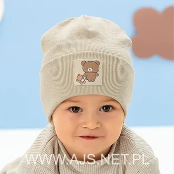 Dívčí tričko AJS 50-022 dětská čepice melanžově šedá 40-42 cm