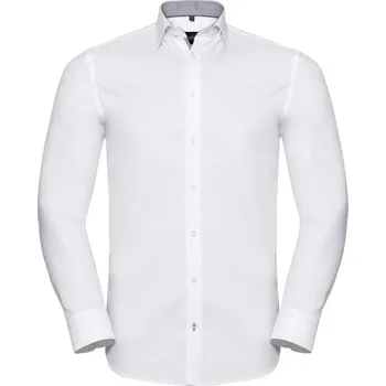 Pánská košile Russell Košile 964M, dlouhý rukáv COT11964Mv6713-white/silve 3XL Bílá/stříbrná/šedá