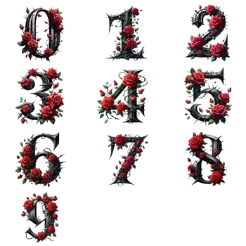 Nažehlovací obrázek - čísla s růžemi (9 cm), Druh: 0