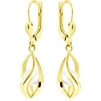 Náušnice GEMMAX GLEYP-03338 Zlaté visací náušnice s perlou