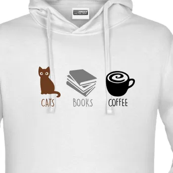 Pánská mikina Mikina Kočky | Mikina Cats, books, coffee