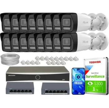 Bezpečnostní kamera Sada pro monitoring 16x IPCAM-B2-30DL Full HD PoE s detekcí pohybu 2.0 Hilook Hikvision