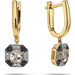 Diamantové náušnice ve tvaru čtverce se safírem a topasem 1,16 ct KU2140 + dárkové balení LUXUS zdarma