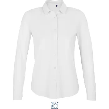 Pánská košile NEOBLU Košile Basile Women, piqué, dlouhý rukáv, dámská COT243791z1505-optic white 2XL Bílá optická