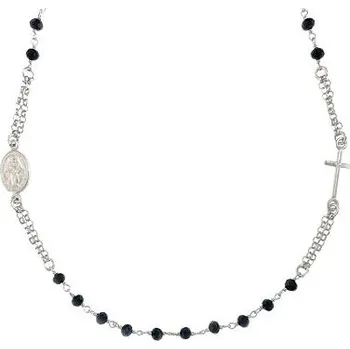 Náhrdelník Stříbrný náhrdelník růženec černý délka náhrdelníku 48cm