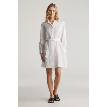 Dámské šaty ŠATY GANT REL LINEN BELTED SHIRT DRESS WHITE