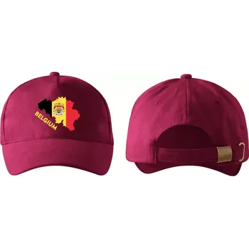 Kšiltovka kšiltovka s vlajkou Belgie vínová (pánská kšiltovka vlajka a znakem Belgie)