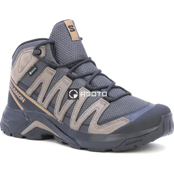 Pánská treková obuv SALOMON X-Adventure Recon GTX Mid hnědá pánská kožená outdoor obuv Gore-Tex® 46