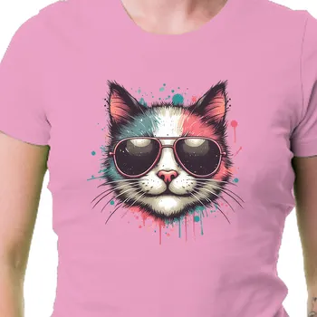 Dámské tričko Tričko Kočky | Tričko s kočkou v brýlích