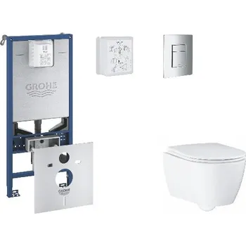 Klozet Grohe Rapid SLX - Set předstěnové instalace, klozetu, sedátka SoftClose a tlačítka Skate Cosmopolitan, chrom SANI11BB2110
