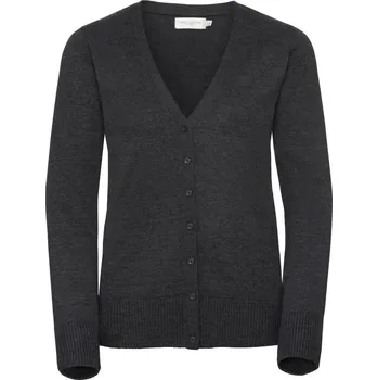 pracovní mikina Russell Cardigan 715F s výstřihem do V, pletený, dámský COT11715Ft3405-charcoal ma 2XL Melír charcoal