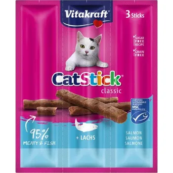Krmivo pro kočku VITAKRAFT Cat Stick Mini Pamlsek s lososem pro kočky 3x6g