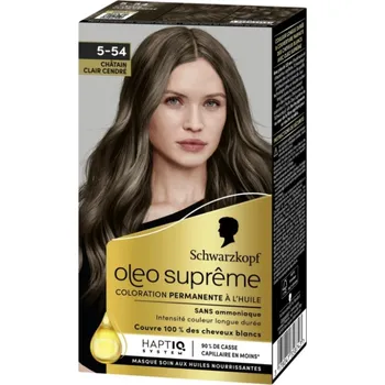 Barva na vlasy Permanentní barva na vlasy bez amoniaku Schwarzkopf Oleo Supreme 5-54, světle hnědá, 115 ml