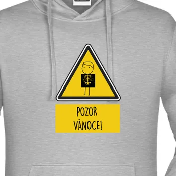 Pánská mikina Mikina Vtipná | Mikina Pozor Vánoce! Kapr v pupku