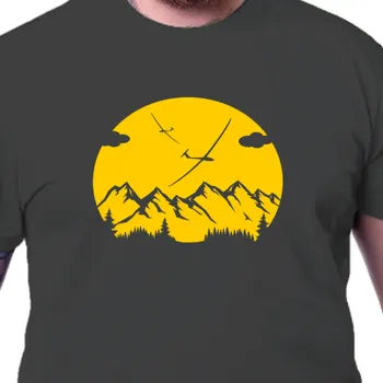 Pánské tričko Tričko Letadla | Tričko - větroň a hory