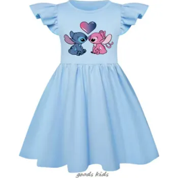 Dívčí šaty Lilo & Stitch Dívčí letní šaty s kabelkou a motivem "Lilo a Stitch" Barva: modrá bez kabelky, Velikost: 110
