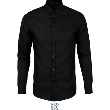 Pánská košile NEOBLU Košile Blaise Men, mikro keprová, dlouhý rukáv COT243182n1101-deep black S Černá deep