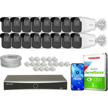 IP kamera Sada pro monitorování domu: 16x kamera IPCAM-B2-50IR a záznamové zařízení DS-7616NXI-K2/16P(D) s IR přísvitem 50 m