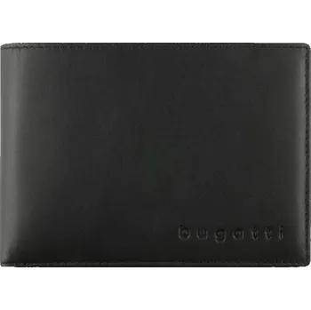 Peněženka Bugatti Pánská kožená peněženka Super Slim Wallet With Flap RFID 49190301 černá
