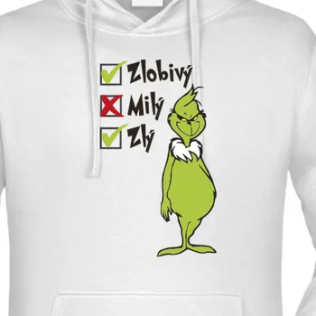 Pánská mikina Vyrobsitričko.cz Mikina Zlý Grinch Bílá L