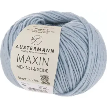 Příze Austermann Maxin 10 Světle modrá (Merino s hedvábím Maxin Eisblau)