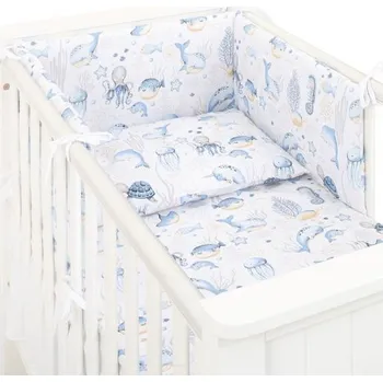 Povlečení Mamo Tato Mantinel s povlečením do postýlky 3dílná sada Bavlna Oceán modrá 135 x 100 cm