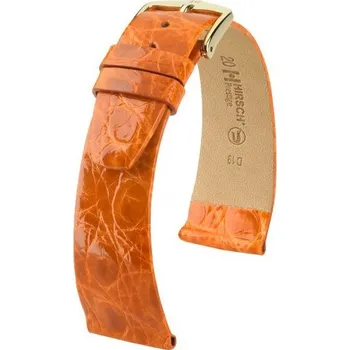 Módní doplněk Řemínek Hirsch Prestige Crocodile - oranžový - 12 mm - M – Střední délka - 10 mm - Rose Gold + 5 let záruka a dárek ZDARMA