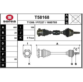 Poloosa kola Hnací hřídel EAI T58168