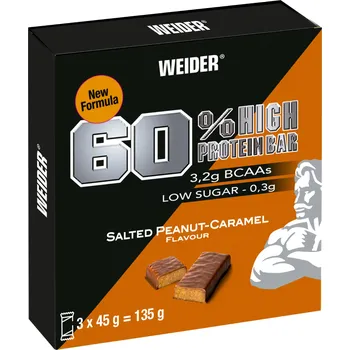 Protein WEIDER Proteinová tyčinka 60 % arašídové máslo a karamel 3 ks