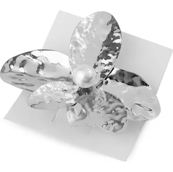 Francouzská spona do vlasů květ s perlou Varianta: 1 stříbrná, Balení: 1 ks