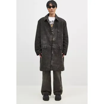 Bavlněný kabát Rick Owens Jumbo Mac šedá barva, oversize, DU02D2968.MO, L, 90X