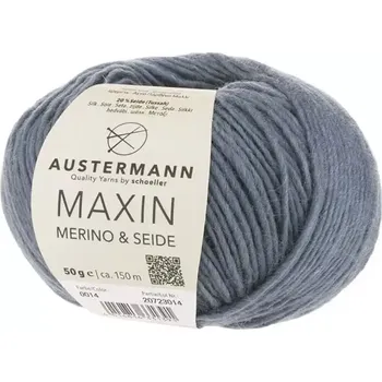 Příze Austermann Maxin 14 Šedá (Merino s hedvábím Maxin Grau)