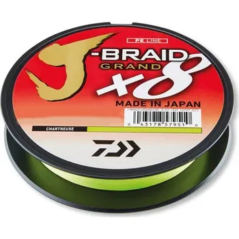 Daiwa Šňůra J Braid Grand X8 Chartreuse fluo zelená 0,16mm 1m