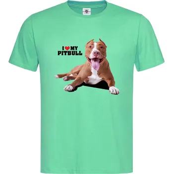 Pánské tričko Tričko I Love My Pitbull | Text Druh: Dětské, Barva: Světle Zelená, Velikost: L