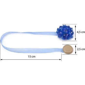Uchycení záclony a závěsu Dekorační ozdobná spona na záclony a závěsy s magnetem MARTINA, modrá, Ø 4,5 cm Mybesthome cena za 2 ks v balení Cena za 2 kusy v balení