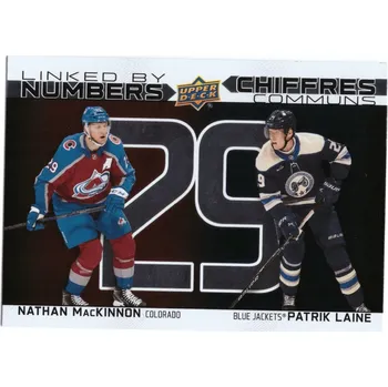 Sběratelská karetní hra 2023-24 UD Tim Hortons NATHAN MACKINNON PATRIK LAINE Linked By Numbers