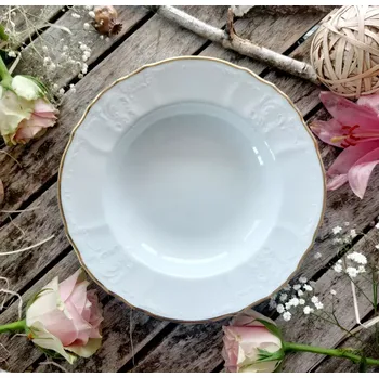 Talíř BERNADOTTE talíř hluboký 23 cm, zlatá páska, Thun 1794 (Porcelánový talíř 2. jakost)