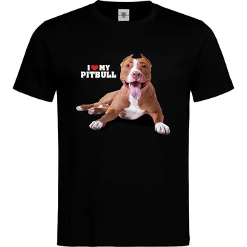 Pánské tričko Tričko I Love My Pitbull | Text Druh: Dětské, Barva: Černá, Velikost: XL