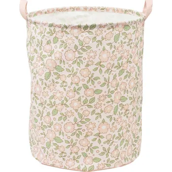 Úložný box A Little Lovely Company Úložný koš na hračky - květiny na růžové