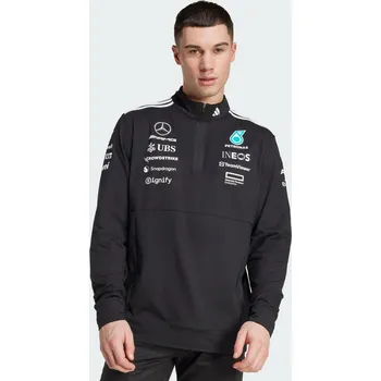 Pánská mikina ADIDAS Mikina Mercedes - AMG PETRONAS FORMULA ONE TEAM 1/4 ZIP XS BÍLÁ|ČERNÁ