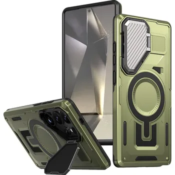 Pouzdro na mobilní telefon Kryt na Samsung Galaxy S24 Ultra s krytkou na fotoaparát zelený