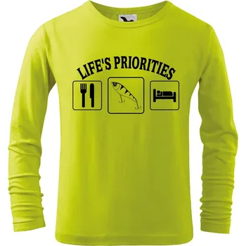 Dětská móda DOBRÝ TRIKO Dětské bavlněné triko Životní priority rybáře Velikost: 146/10 let, Barva: Limetková