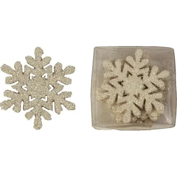 DEKORACE - Vločka 8 ks bílá třpyt