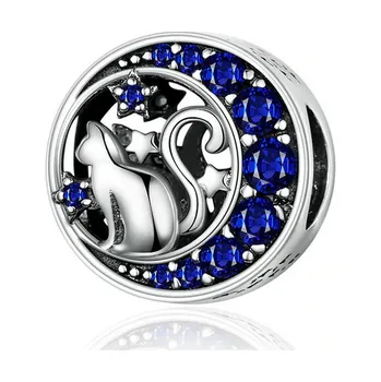 Přívěsek B-TOP Korálek KOČKA A HVĚZDY - STŘÍBRO 925