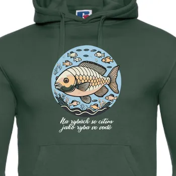 Pánská mikina Mikina Rybáři | Rybářská mikina Ryba ve vodě